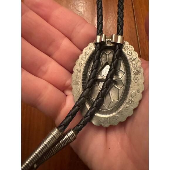 Men’s‎ Vintage Oval Clear Stone Bolo Tie Western Cowboy Southwest - Picture 5 of 8